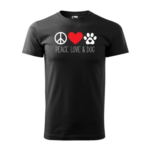 Póló Peace love and dog  mintával - Fekete XXXL méretben