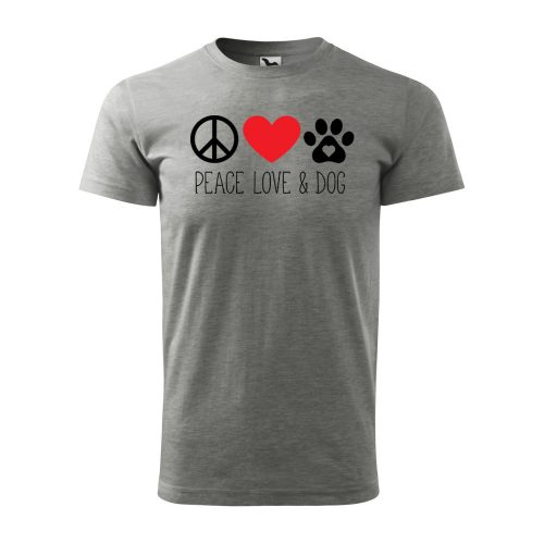 Póló Peace love and dog  mintával - Szürke XL méretben