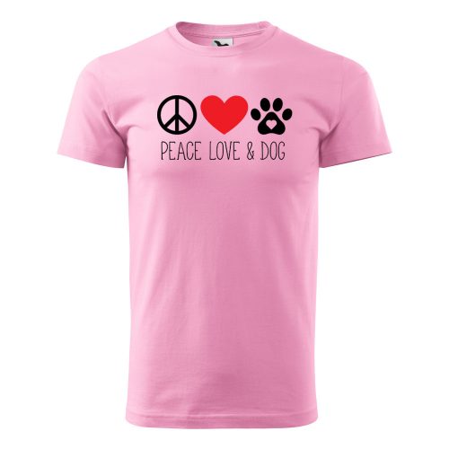 Póló Peace love and dog  mintával - Rózsaszín XXL méretben