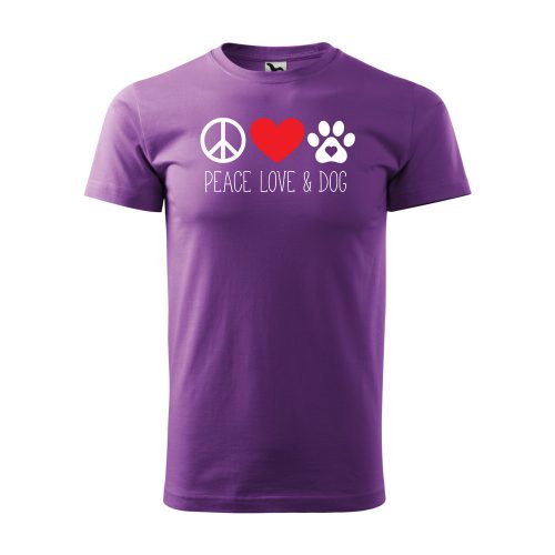 Póló Peace love and dog  mintával - Lila XXL méretben