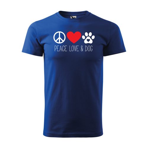 Póló Peace love and dog  mintával - Kék L méretben