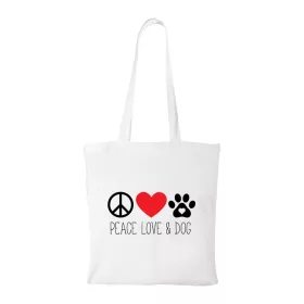 Peace love and dog - Bevásárló táska fehér