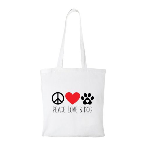 Peace love and dog - Bevásárló táska fehér