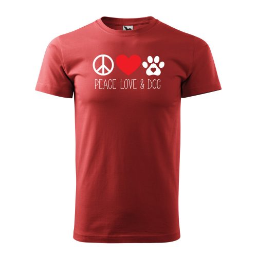Póló Peace love and dog  mintával - Terrakotta M méretben