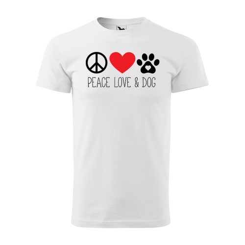 Póló Peace love and dog  mintával - Fehér XXL méretben