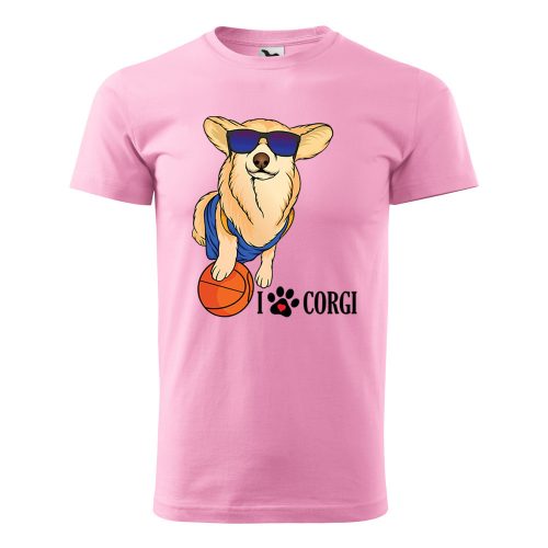 Póló Corgi  mintával - Rózsaszín XL méretben