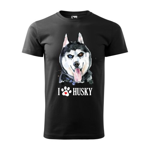 Póló Husky  mintával - Fekete XXXL méretben