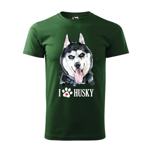 Póló Husky  mintával - Zöld XXXL méretben