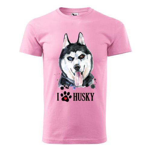 Póló Husky  mintával - Rózsaszín L méretben
