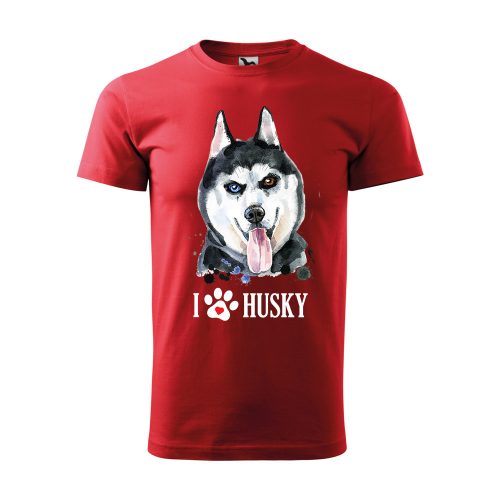 Póló Husky  mintával - Piros XXL méretben