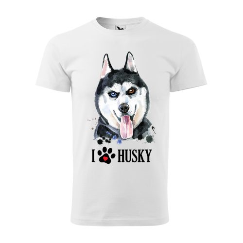 Póló Husky  mintával - Fehér S méretben