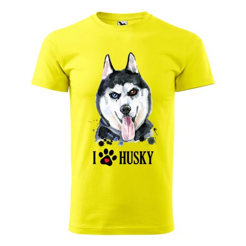 Póló Husky  mintával - Sárga M méretben