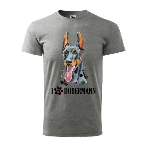Póló Dobermann  mintával - Szürke M méretben