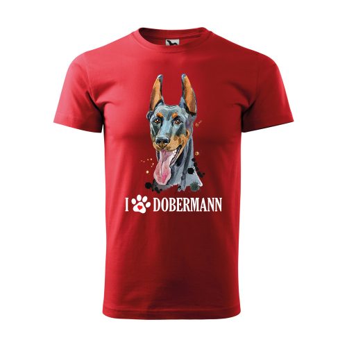 Póló Dobermann  mintával - Piros L méretben