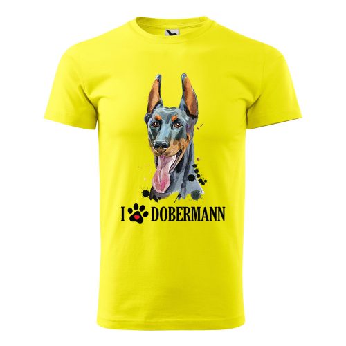Póló Dobermann  mintával - Sárga XXL méretben