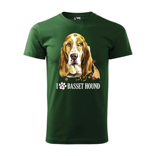 Póló Basset hound  mintával - Zöld XXXL méretben