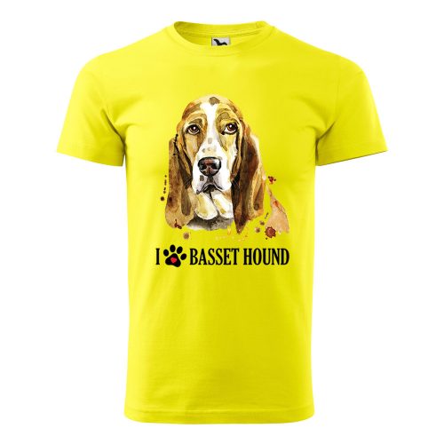 Póló Basset hound  mintával - Sárga XXL méretben