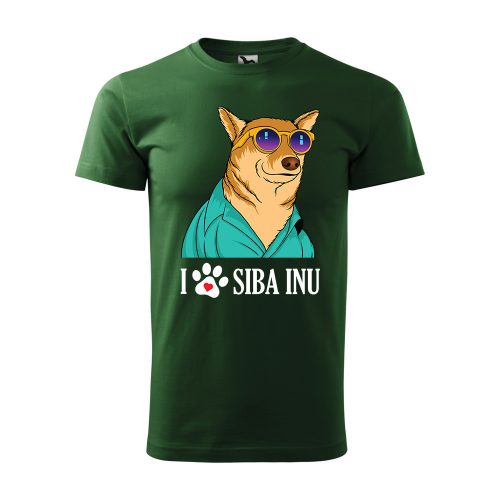 Póló Siba Inu  mintával - Zöld M méretben