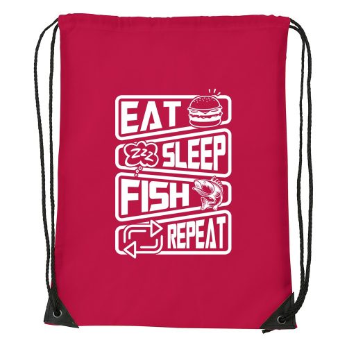 Eat sleep fish repeat - Sport táska piros