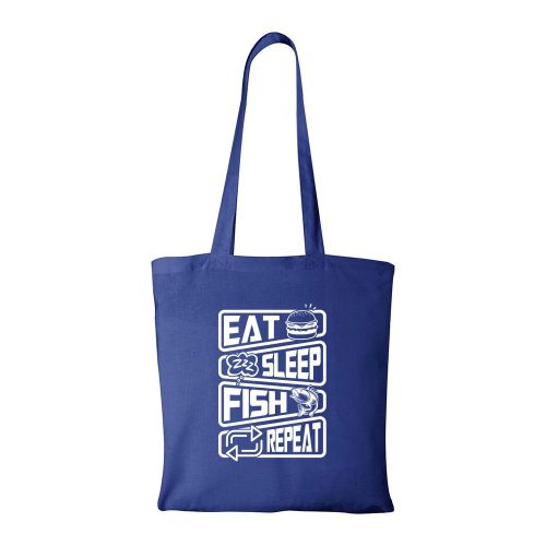 Eat sleep fish repeat - Bevásárló táska kék