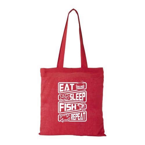Eat sleep fish repeat - Bevásárló táska piros