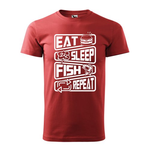 Póló Eat sleep fish repeat  mintával - Terrakotta XXL méretben
