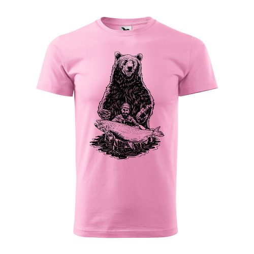 Póló Horgász és a medve  mintával - Rózsaszín L méretben