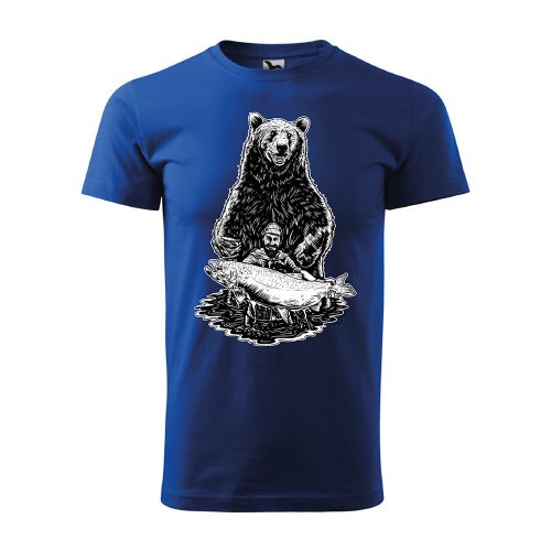 Póló Horgász és a medve  mintával - Kék XL méretben