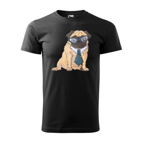 Póló Pug Dog  mintával - Fekete XXL méretben