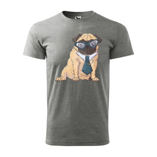 Póló Pug Dog  mintával - Szürke L méretben