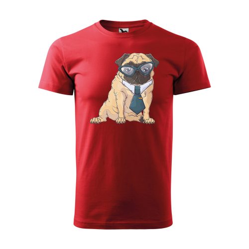 Póló Pug Dog  mintával - Piros L méretben