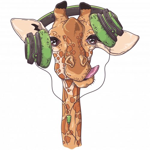 Zsiráf fejhallgatóval - Sport táska fehér