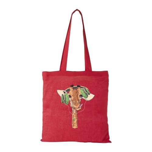 Zsiráf fejhallgatóval - Bevásárló táska piros
