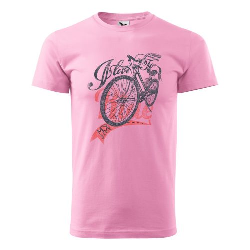 Póló I love to my bike  mintával - Rózsaszín XXL méretben