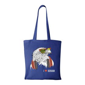 Zenét hallgató sas - Bevásárló táska kék