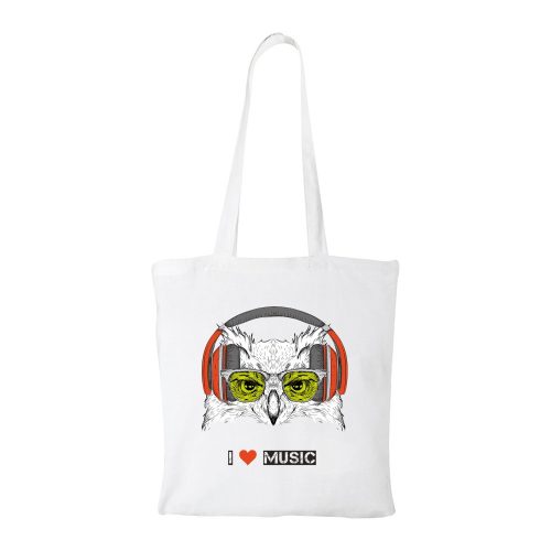 Zenét hallgató bagoly - Bevásárló táska fehér