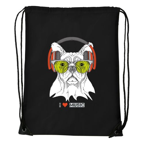 Zenét hallgató kutya - Sport táska fekete
