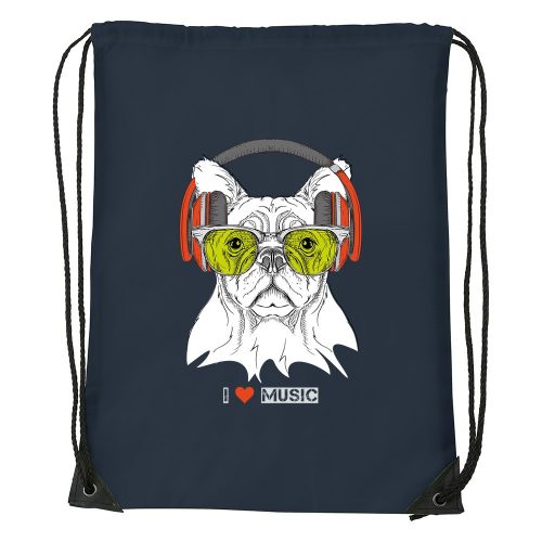 Zenét hallgató kutya - Sport táska navy kék