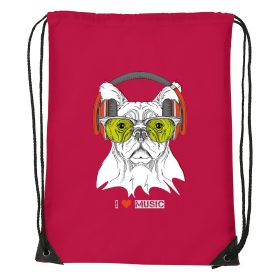 Zenét hallgató kutya - Sport táska piros