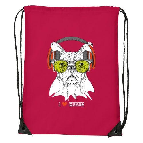 Zenét hallgató kutya - Sport táska piros