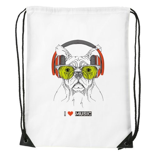 Zenét hallgató kutya - Sport táska fehér