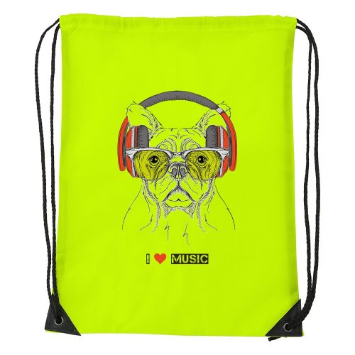 Zenét hallgató kutya - Sport táska sárga