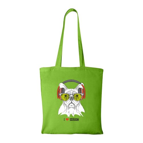 Zenét hallgató kutya - Bevásárló táska zöld
