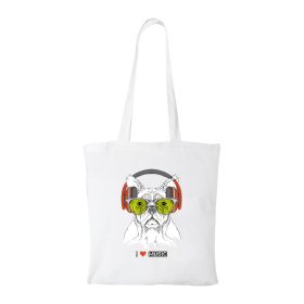 Zenét hallgató kutya - Bevásárló táska fehér