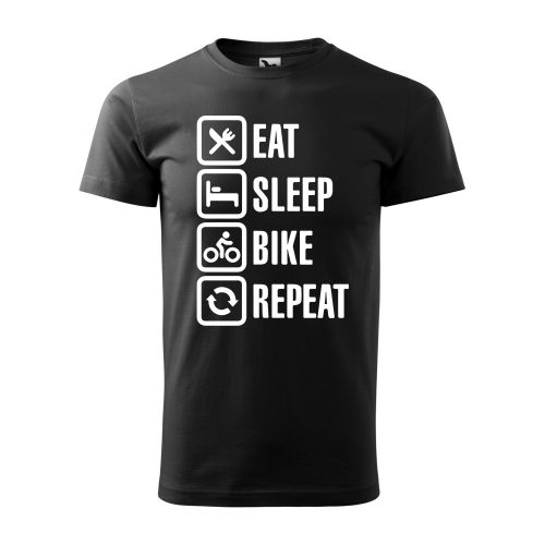 Póló Eat sleep bike repeat  mintával - Fekete XXL méretben