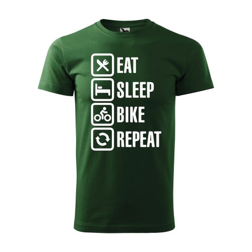 Póló Eat sleep bike repeat  mintával - Zöld XL méretben