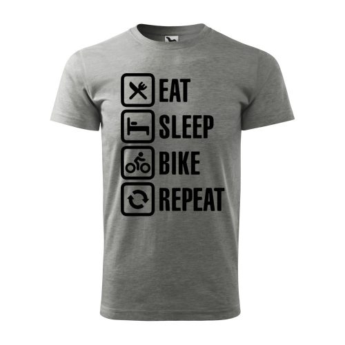 Póló Eat sleep bike repeat  mintával - Szürke XXL méretben