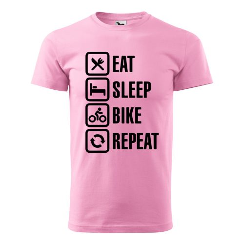 Póló Eat sleep bike repeat  mintával - Rózsaszín L méretben