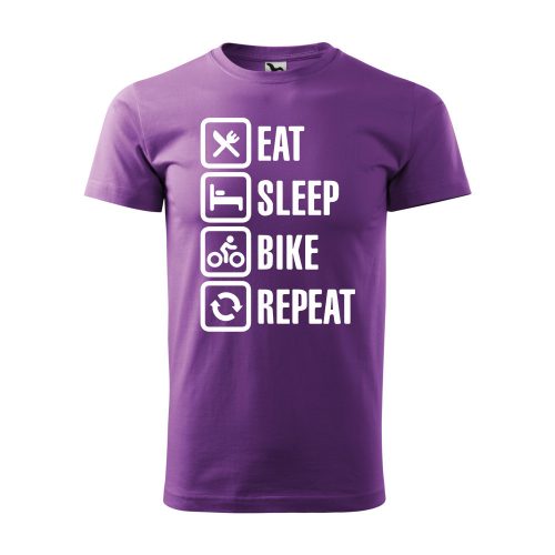 Póló Eat sleep bike repeat  mintával - Lila XXL méretben
