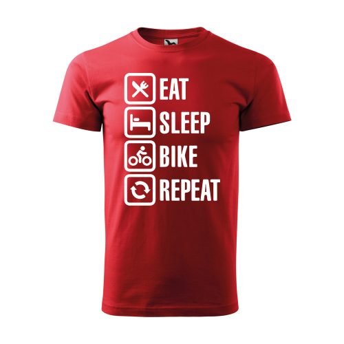 Póló Eat sleep bike repeat  mintával - Piros S méretben